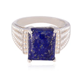 Evelyn Blue Solitaire Gemstone Ring with Silver Band